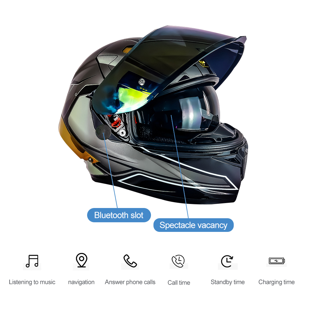 Full Face Safety Helmet For Motorcycle Driving Bike Motorcycle Full-face Helmet With Bluetooth Personalized Safety Helmet