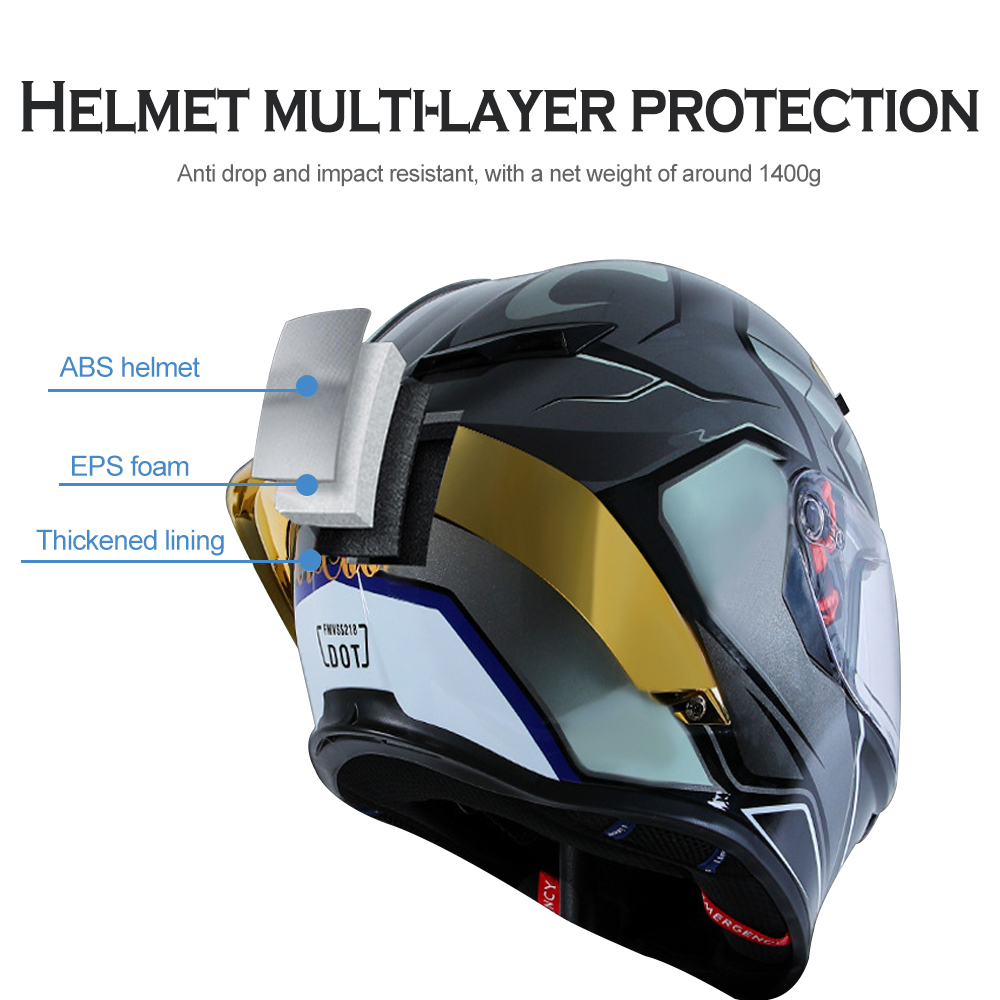 Full Face Safety Helmet For Motorcycle Driving Bike Motorcycle Full-face Helmet With Bluetooth Personalized Safety Helmet