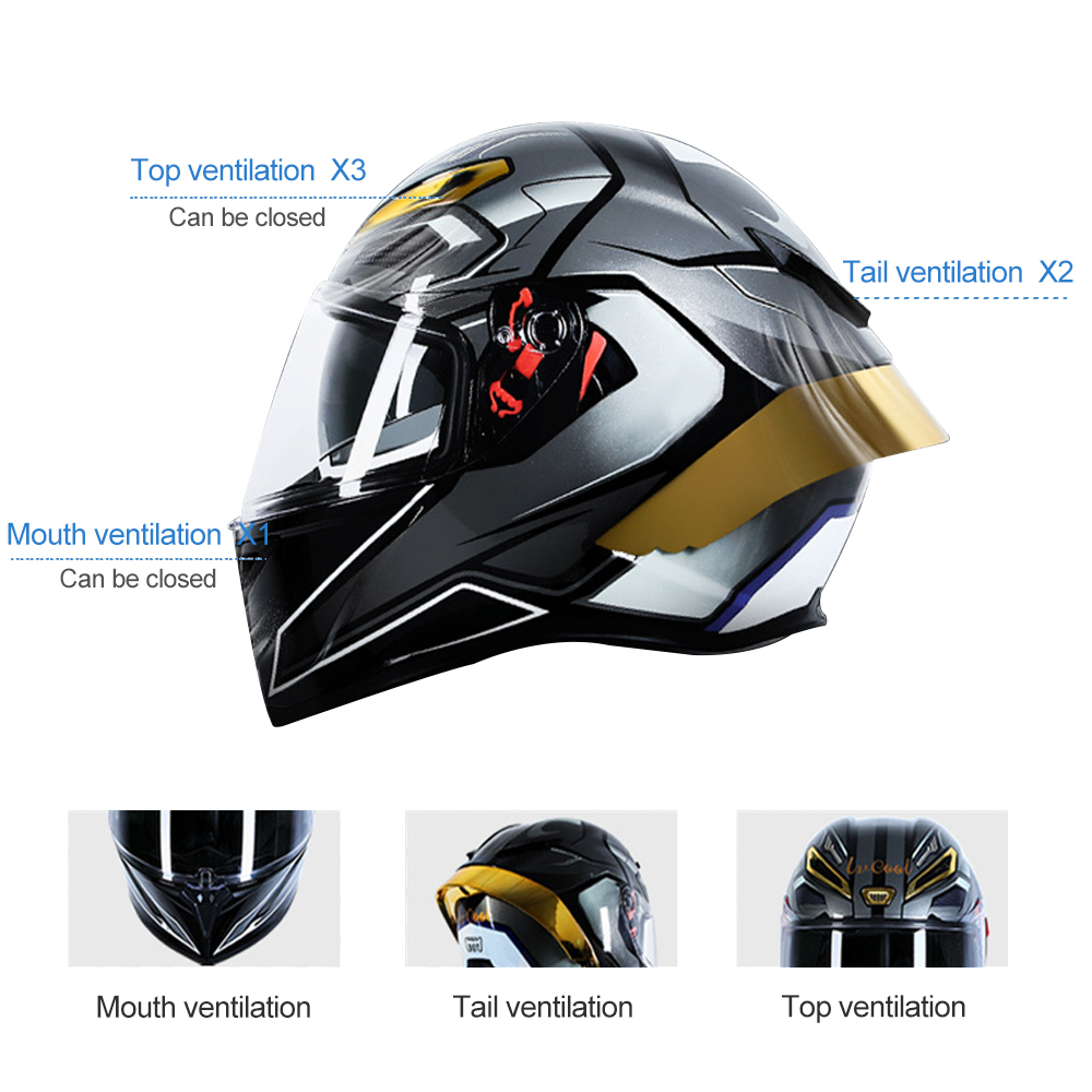 Full Face Safety Helmet For Motorcycle Driving Bike Motorcycle Full-face Helmet With Bluetooth Personalized Safety Helmet